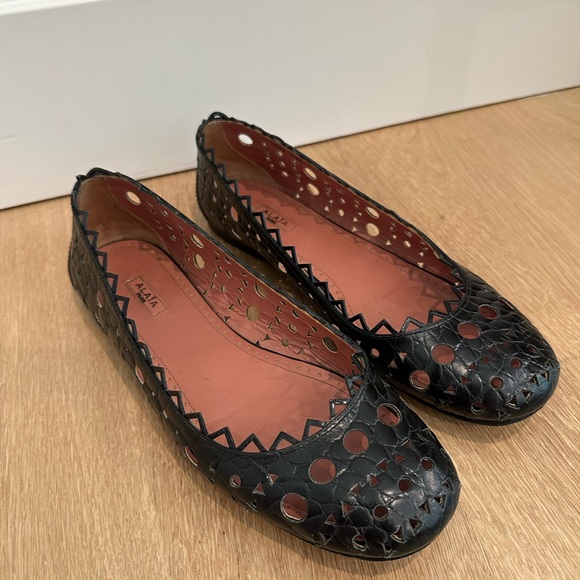 Alaia black croc leather laser cut ballet flat, size 9.5 - Picture 5 of 5